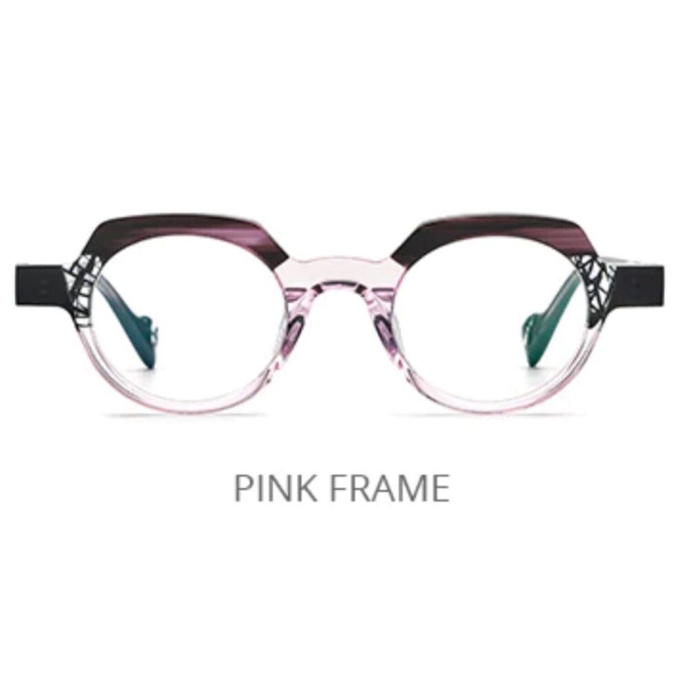 HEPIDEM Transparent Pink Acetate Eye Glasses Frames & Lens